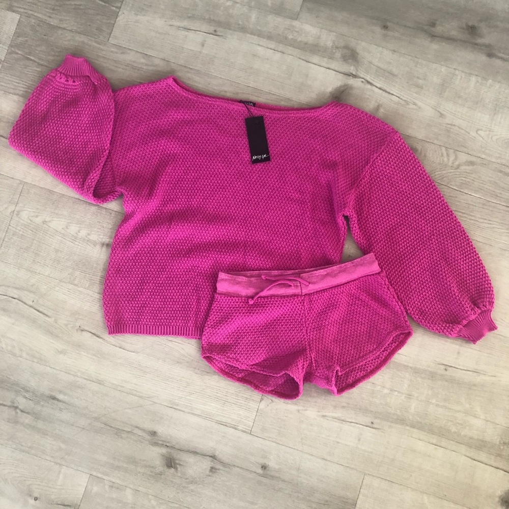 NWT Pink Sweater and Shorts Set